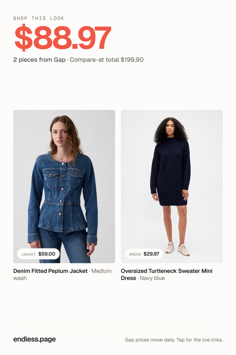Fall outfit ideas for women under $100 · neutral look, 2 pieces on sale at Gap