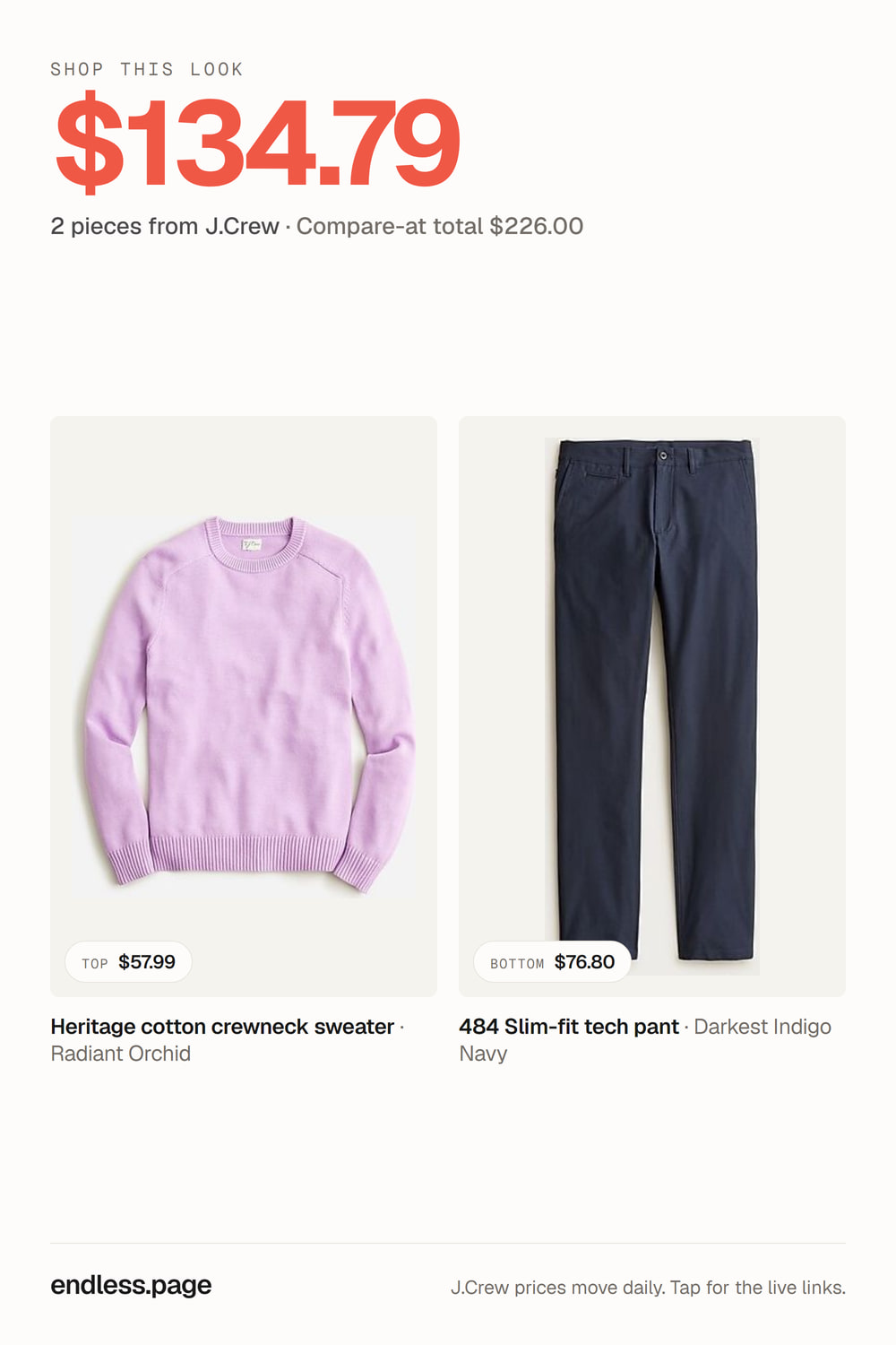 Fall outfit ideas for men under $150 · purple look, 2 pieces on sale at J.Crew