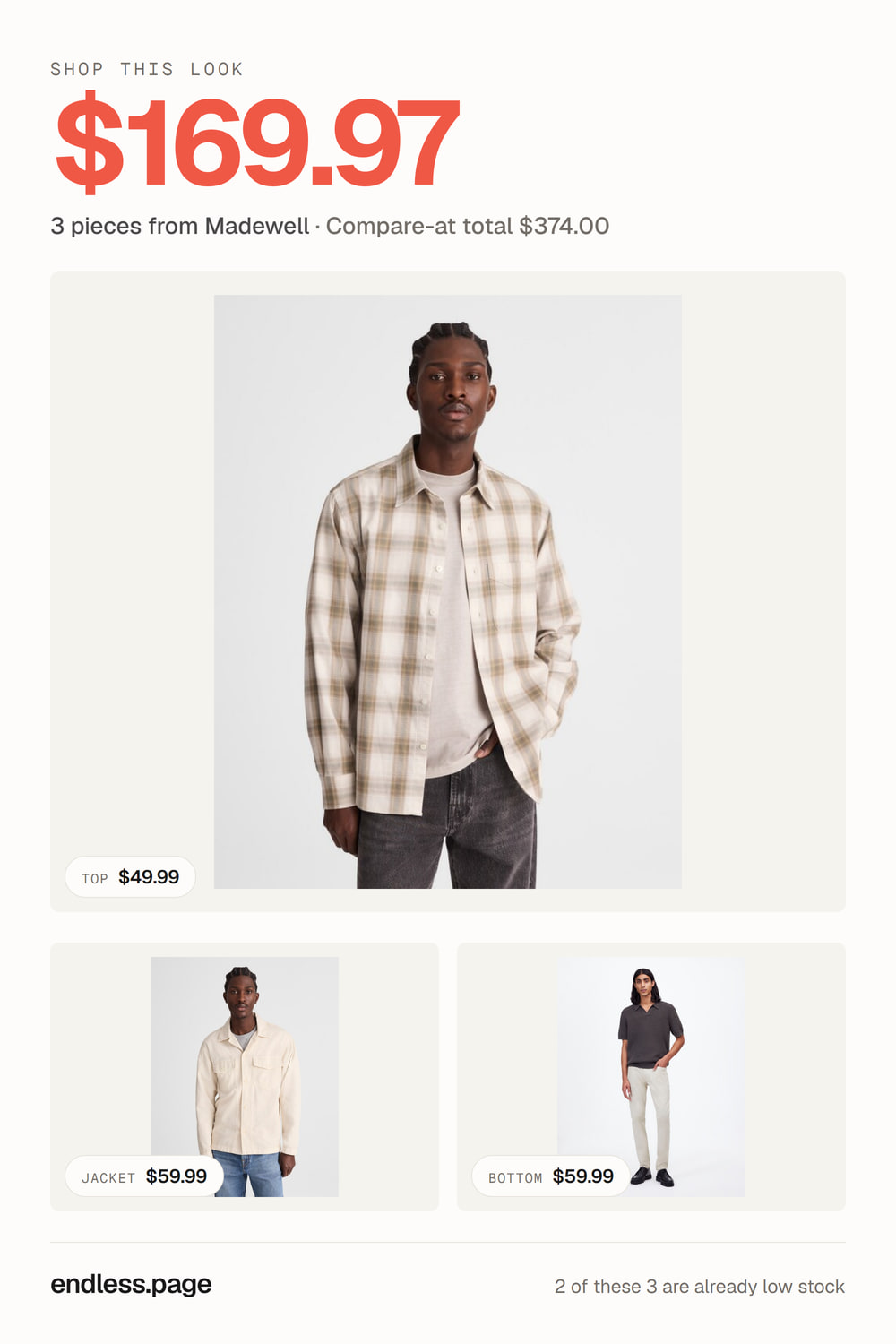 Fall outfit ideas for men under $200 · neutral look, 3 pieces on sale at Madewell