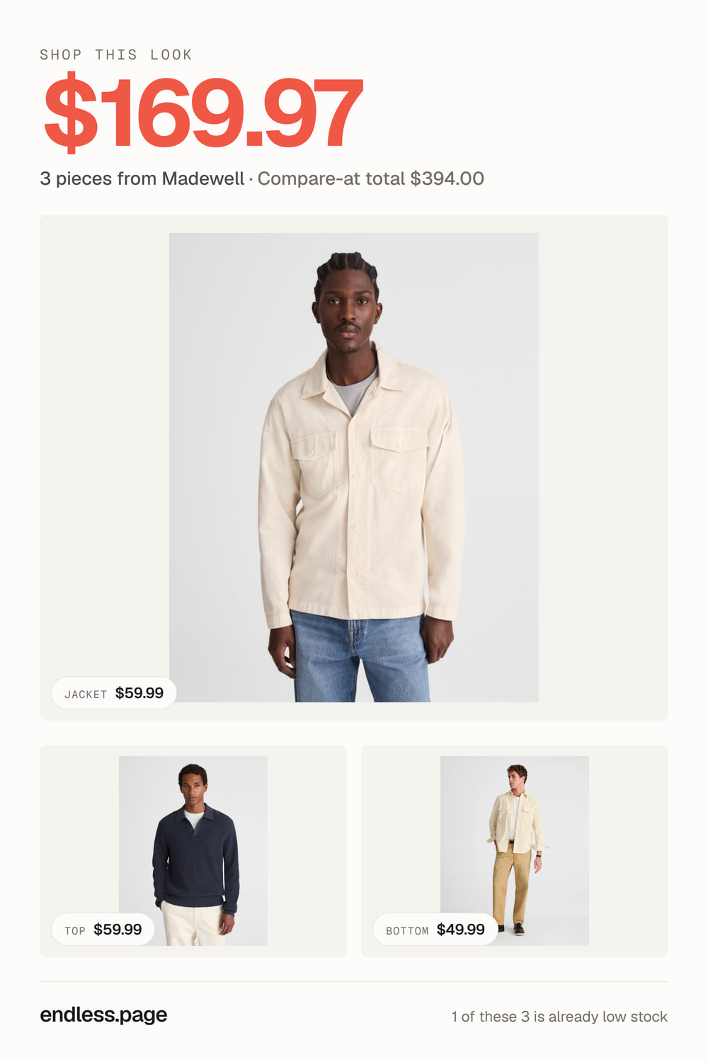 Fall outfit ideas for men under $200 · neutral look, 3 pieces on sale at Madewell