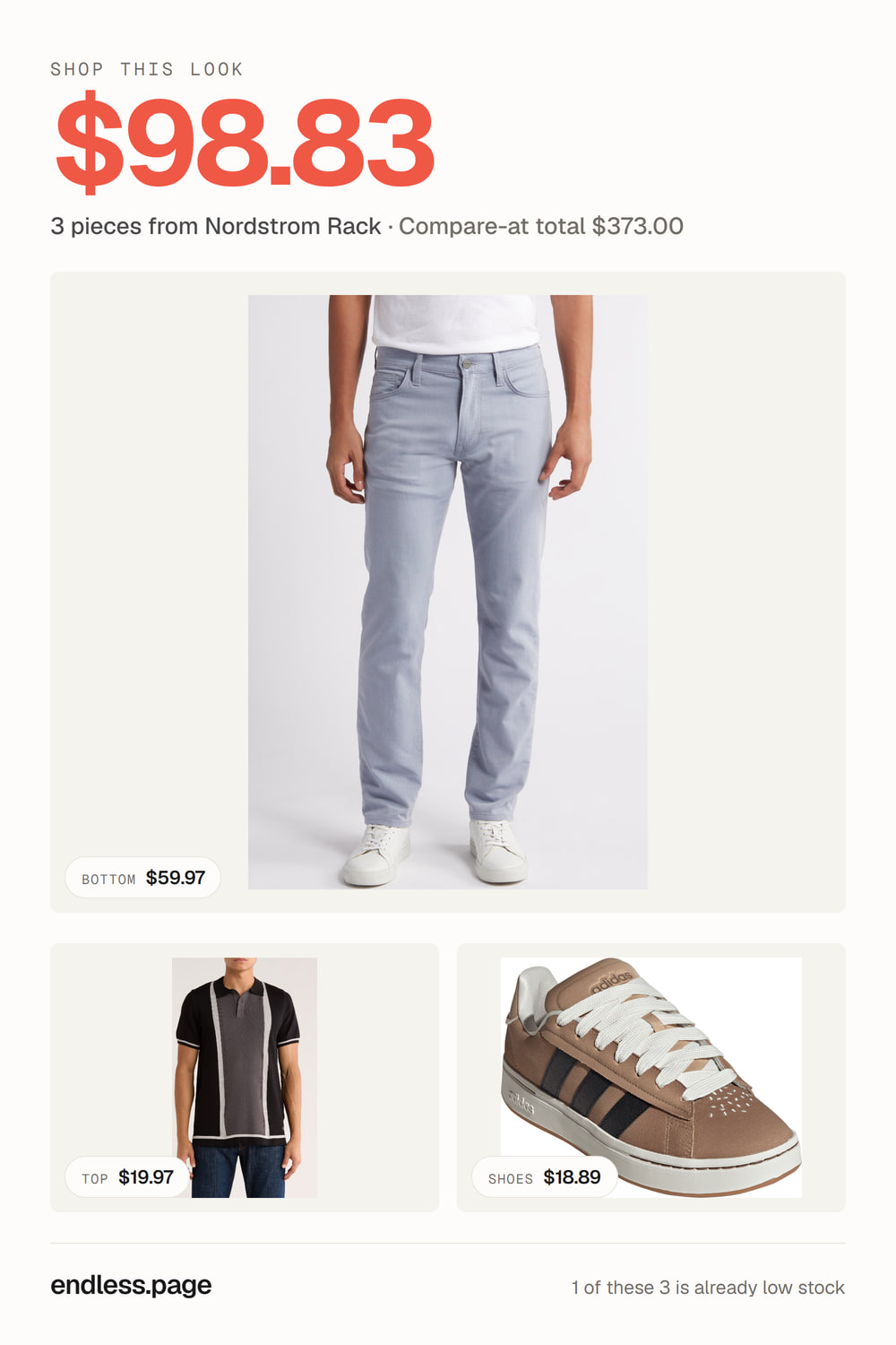 Fall outfit ideas for men under $100 · blue look, 3 pieces on sale at Nordstrom Rack