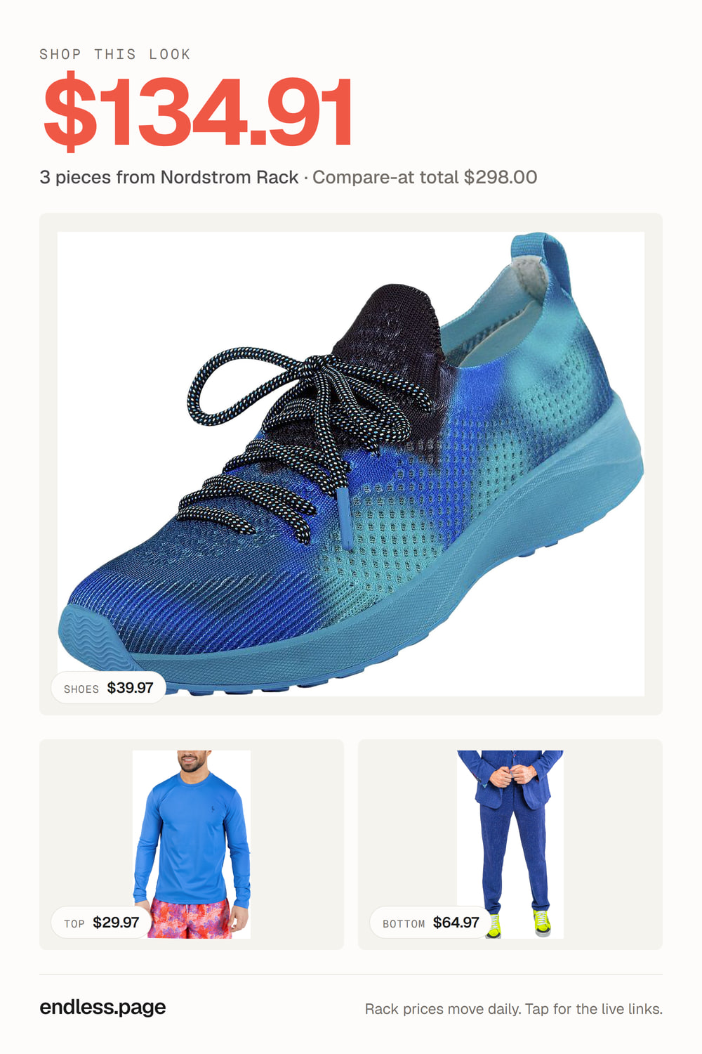 Fall outfit ideas for men under $150 · blue look, 3 pieces on sale at Nordstrom Rack