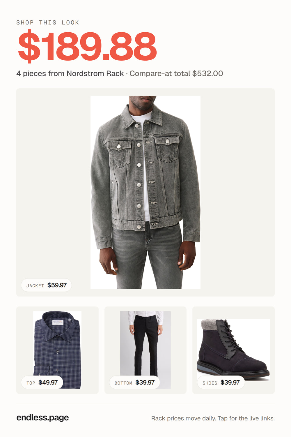 Fall outfit ideas for men under $200 · neutral look, 4 pieces on sale at Nordstrom Rack