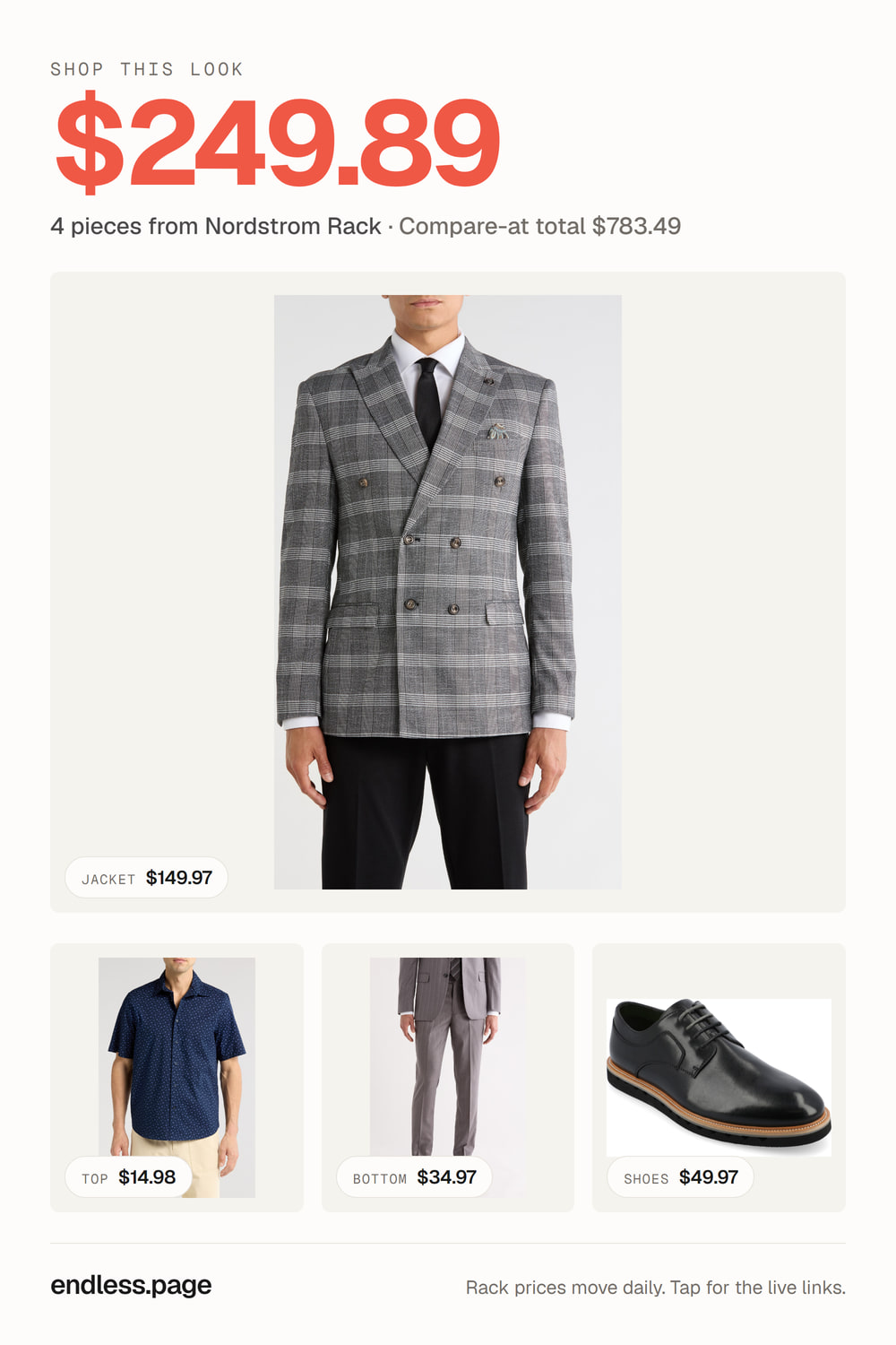 Fall outfit ideas for men under $250 · neutral look, 4 pieces on sale at Nordstrom Rack