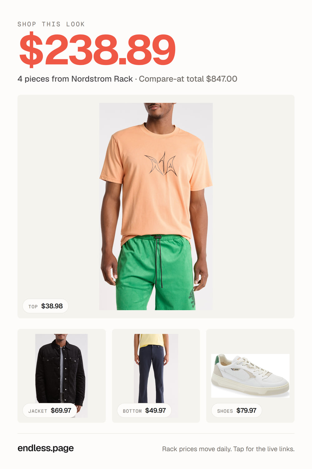 Fall outfit ideas for men under $250 · orange look, 4 pieces on sale at Nordstrom Rack