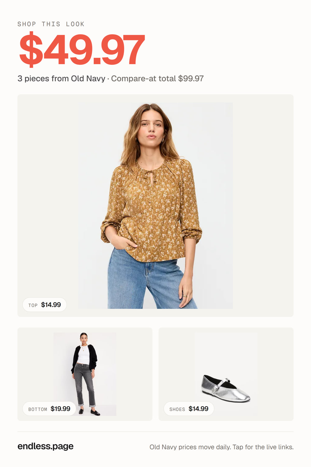 Fall outfit ideas for women under $50 · yellow look, 3 pieces on sale at Old Navy