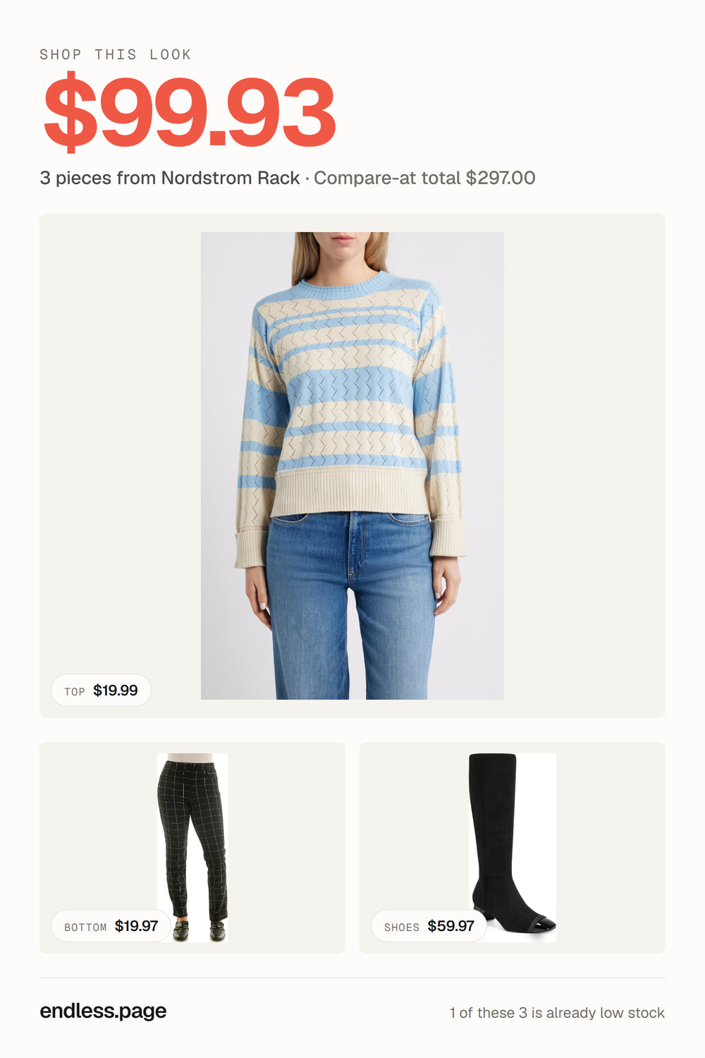 Fall outfit ideas for women under $100 · neutral look, 3 pieces on sale at Nordstrom Rack