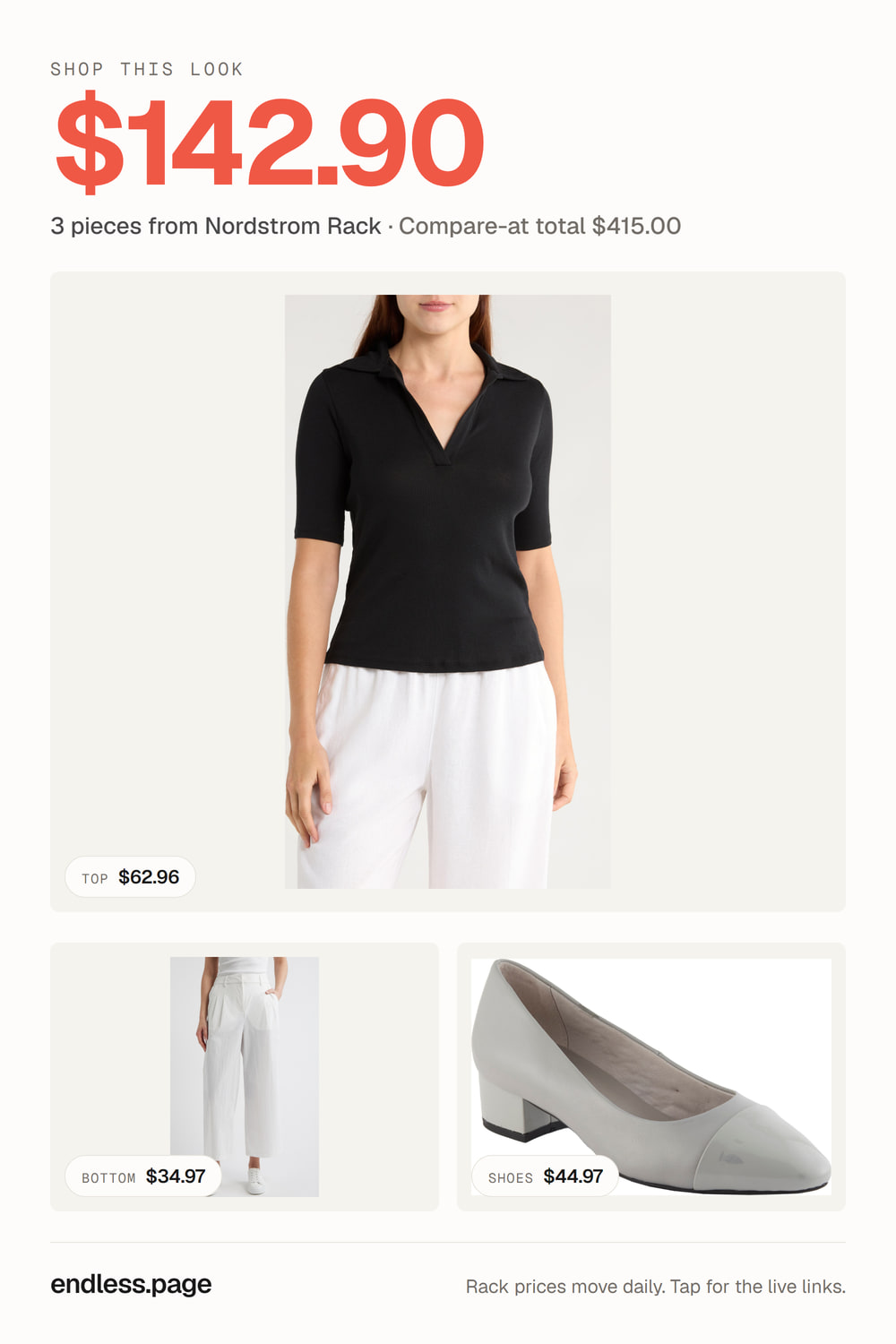 Fall outfit ideas for women under $150 · neutral look, 3 pieces on sale at Nordstrom Rack