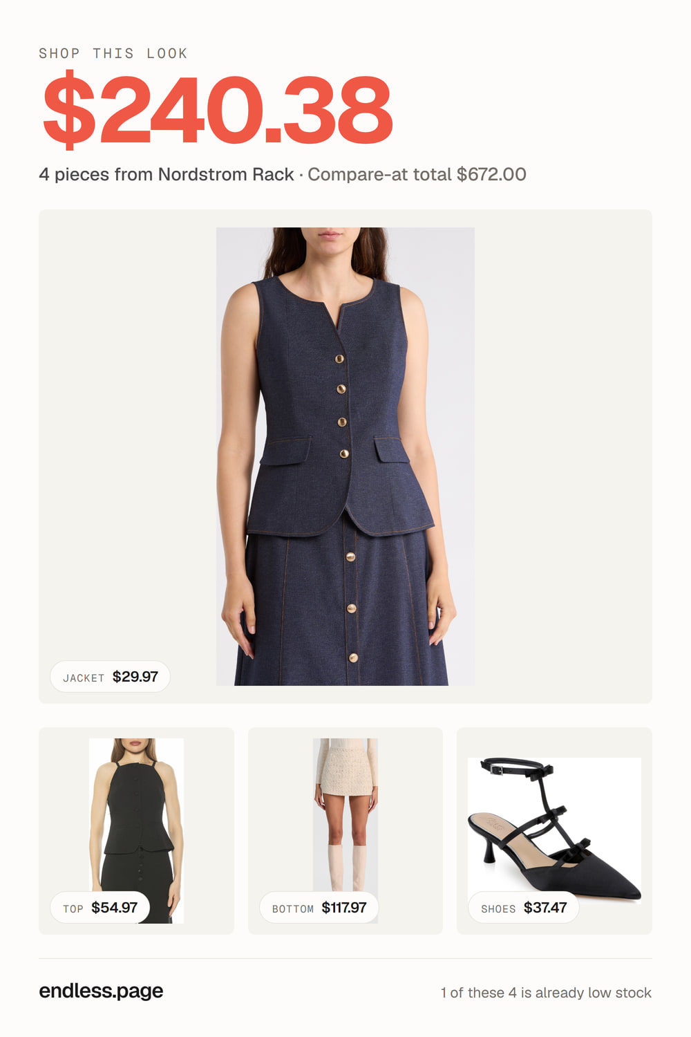 Fall outfit ideas for women under $250 · neutral look, 4 pieces on sale at Nordstrom Rack