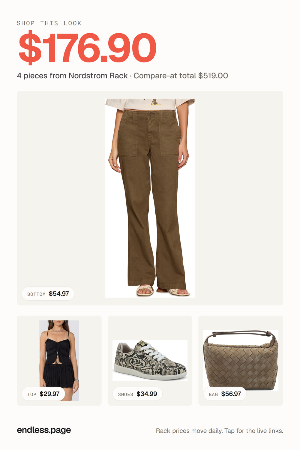 Fall outfit ideas for women under $200 · olive look, 4 pieces on sale at Nordstrom Rack